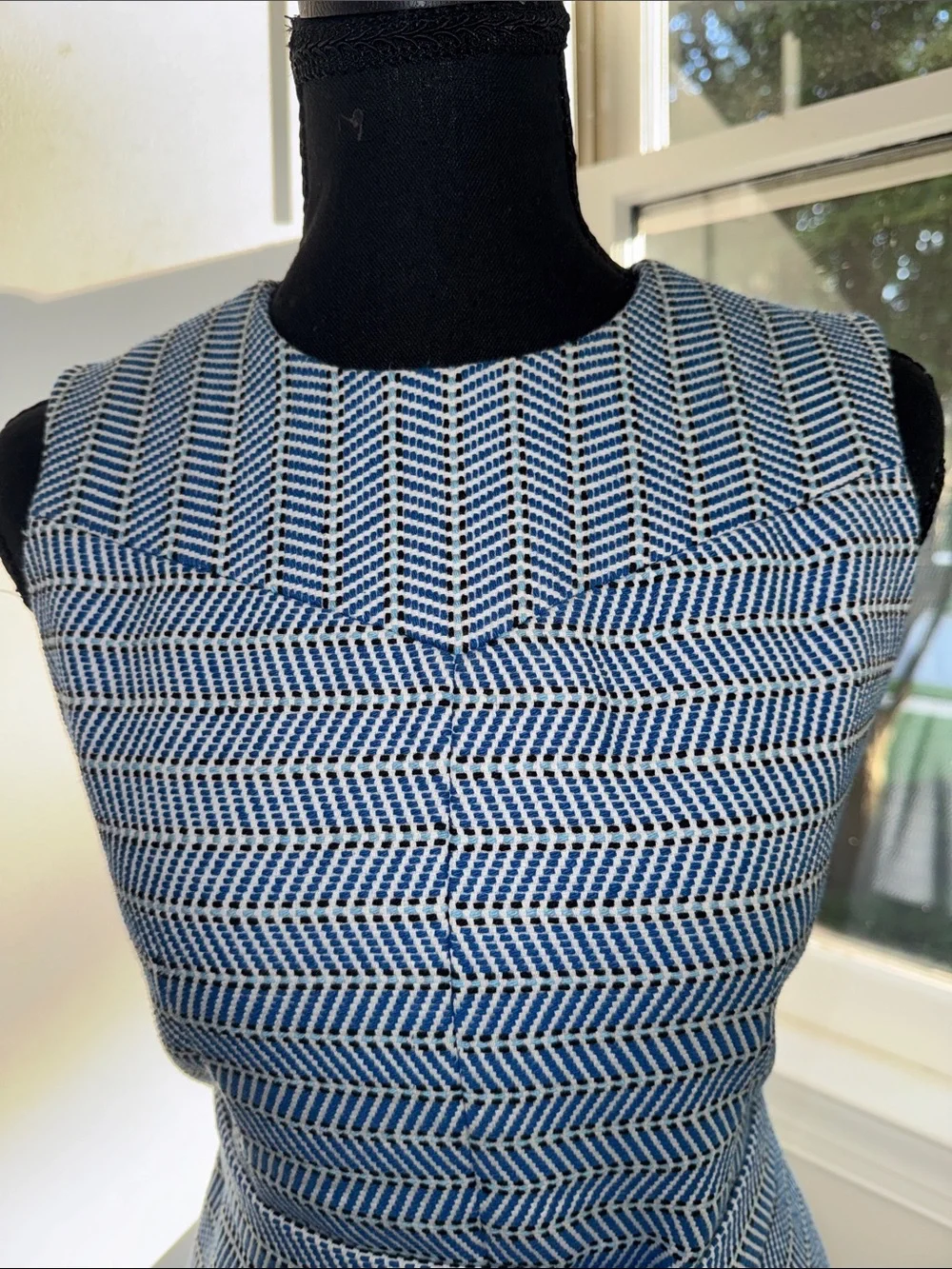 J. Crew Navy Chevron Sleeveless Shift Dress